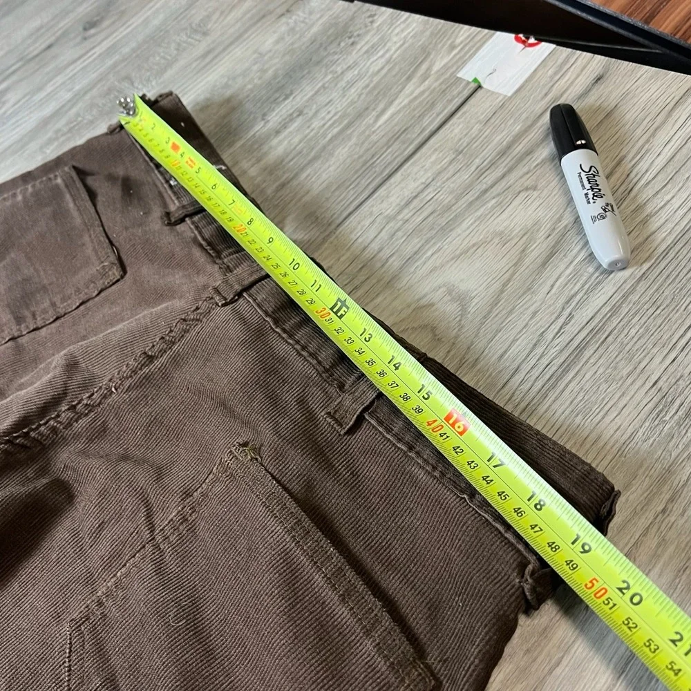 Vintage 70s Corduroy Pants Mens 35x32 Brown Flare Wide Leg Ideal Zipper Retro